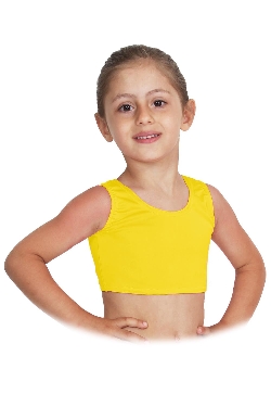 TOP DANZA LYCRA CORTO CON SPALLINE SPESSE GIALLO BABY